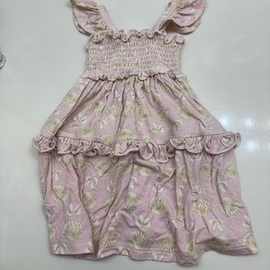 Pink Shell Print Kids Dress